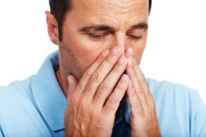 man with sinusitis